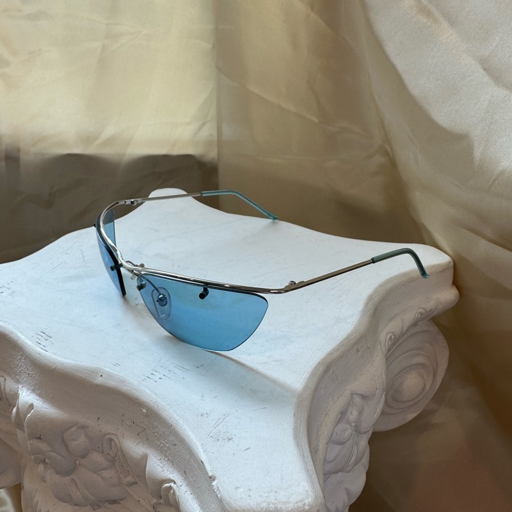 Christian Dior Flash RARE Vintage Y2K Rimless Sunglasses in Blue - Picture 5 of 14